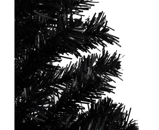 Brad de crăciun artificial led-uri/globuri negru 150 cm pvc, 4 image