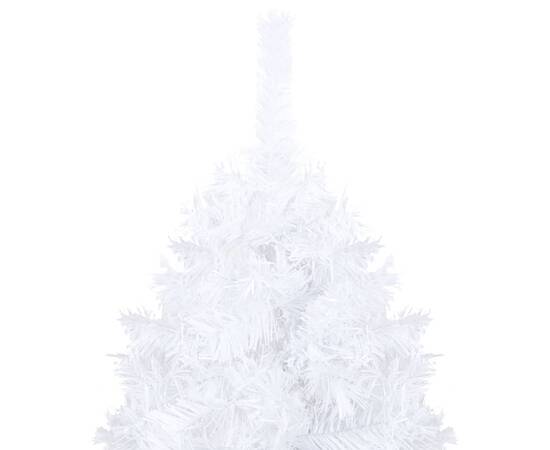 Pom de crăciun artificial cu led-uri/globuri alb 120 cm pvc, 2 image
