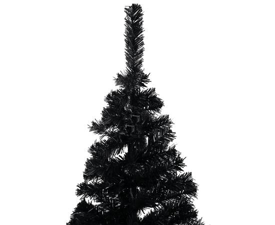 Set brad crăciun artificial cu led-uri&globuri negru 210 cm pvc, 3 image