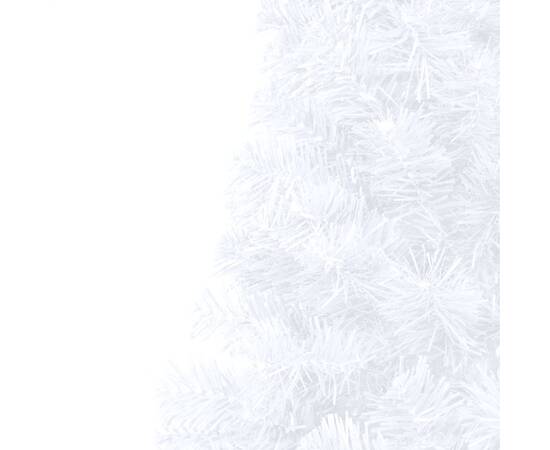 Set brad crăciun artificial jumătate cu led&globuri alb 240 cm, 7 image