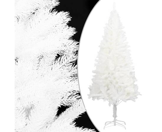 Set brad de crăciun artficial cu led-uri/globuri, alb, 210 cm, 2 image