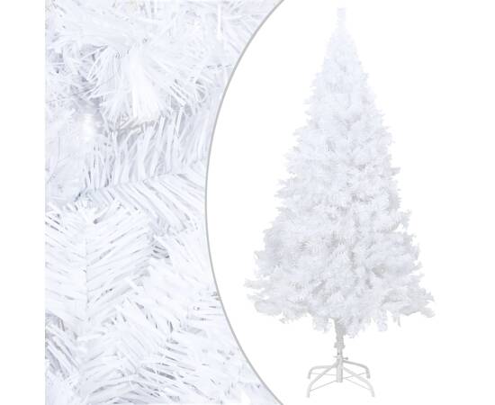 Set brad de crăciun artificial led-uri/globuri, alb 210 cm pvc, 2 image