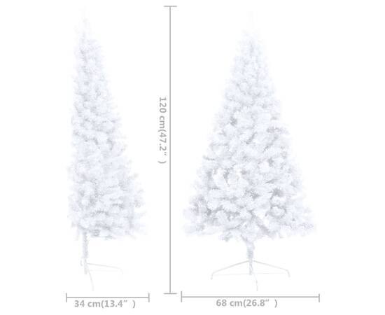 Set jumătate brad crăciun artificial leduri&globuri, alb 120 cm, 10 image