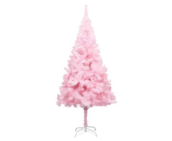 Set pom crăciun artificial cu led-uri&globuri roz 210 cm pvc, 2 image