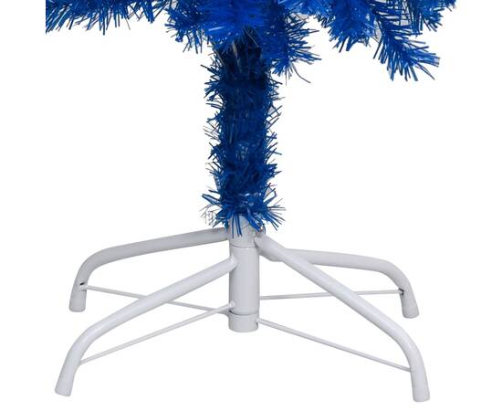 Set pom crăciun artificial led&globuri albastru 210 cm pvc, 3 image