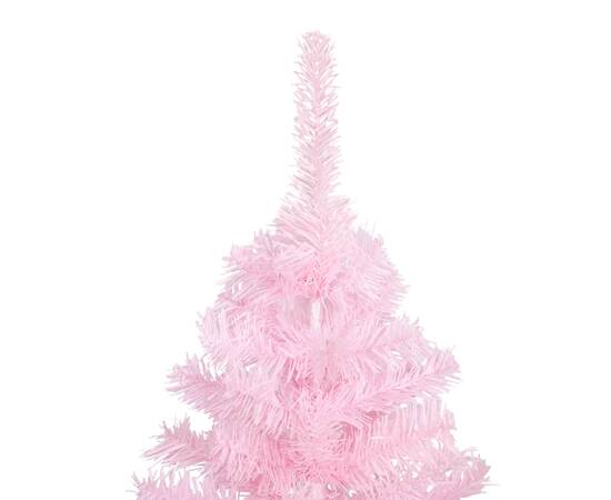 Set pom crăciun artificial led-uri&globuri, roz, 240 cm, pvc, 3 image