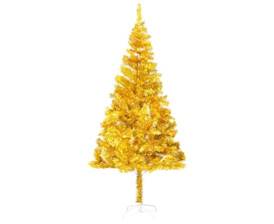 Brad de crăciun artificial cu led&globuri, auriu, 240 cm, pet, 2 image