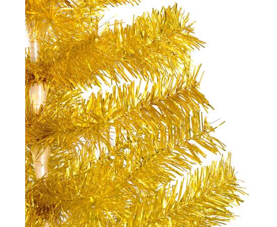 Brad de crăciun artificial cu led&globuri, auriu, 240 cm, pet, 4 image