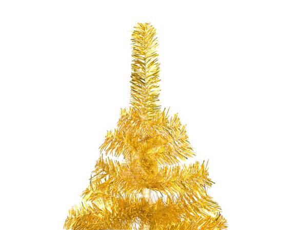 Brad de crăciun artificial cu led/globuri auriu 180 cm pet, 3 image
