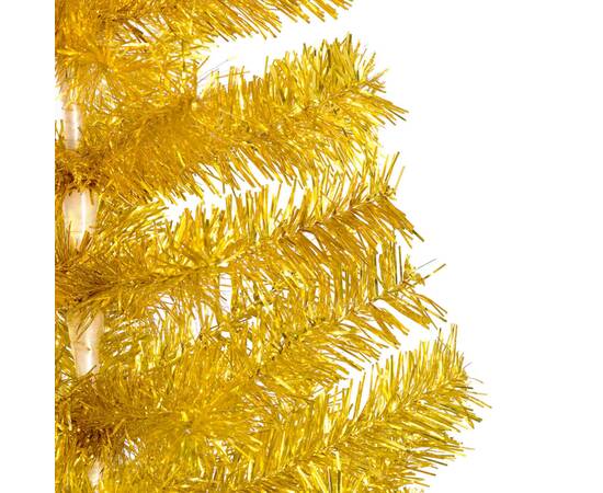 Brad de crăciun artificial cu led/globuri auriu 180 cm pet, 5 image