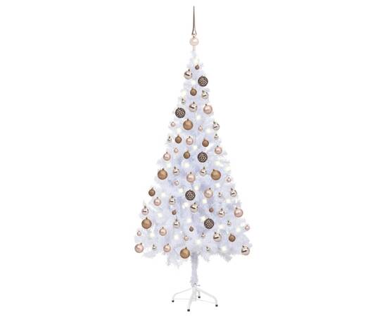 Brad de crăciun artificial cu led-uri&globuri 180 cm 620 ramuri