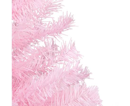 Brad de crăciun artificial cu led-uri/globuri roz 150 cm pvc, 5 image