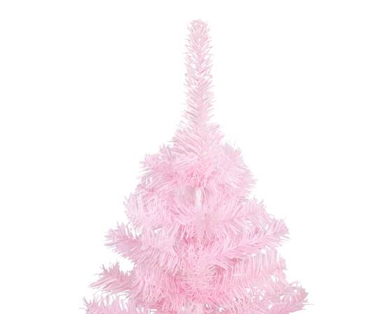 Brad de crăciun artificial cu led-uri/globuri roz 180 cm pvc, 3 image