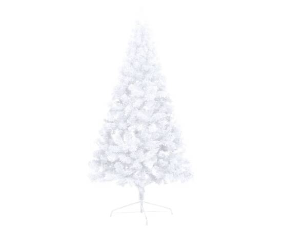 Brad de crăciun artificial jumătate cu led&globuri alb 210 cm, 5 image
