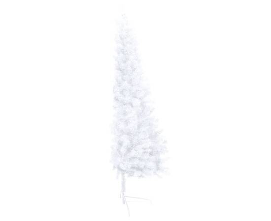 Brad de crăciun artificial jumătate led & globuri alb 180 cm, 4 image