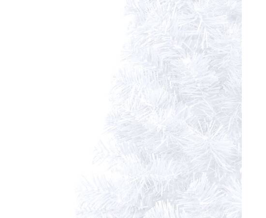 Brad de crăciun artificial jumătate led-uri&globuri alb 180 cm, 7 image