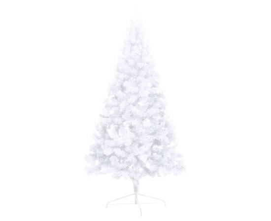 Brad de crăciun artificial jumătate led-uri&globuri alb 180 cm, 5 image