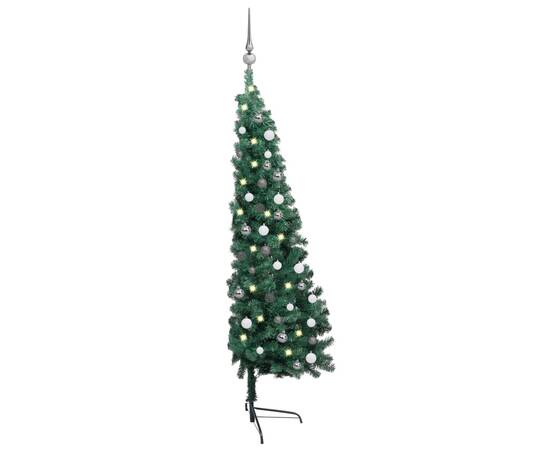 Brad de crăciun artificial led-uri&globuri, verde, 150 cm, 3 image