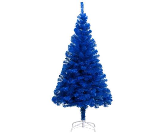 Brad de crăciun artificial led-uri/globuri albastru 120 cm pvc, 2 image