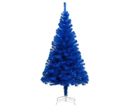 Brad de crăciun artificial led-uri&globuri albastru 210 cm pvc, 2 image