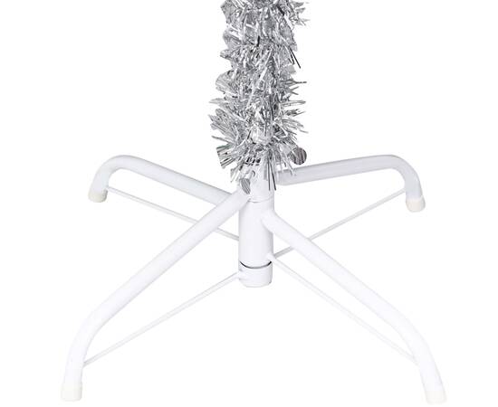 Brad de crăciun artificial led-uri&globuri argintiu 210 cm pet, 5 image