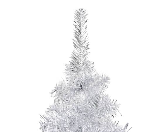 Brad de crăciun artificial led-uri&globuri argintiu 210 cm pet, 3 image