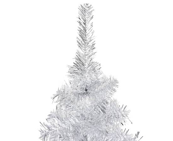 Brad de crăciun artificial led-uri&globuri argintiu 240 cm pet, 3 image