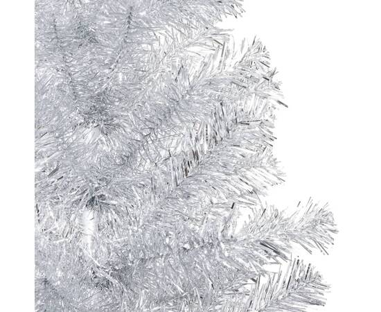 Brad de crăciun artificial led-uri&globuri argintiu 240 cm pet, 5 image