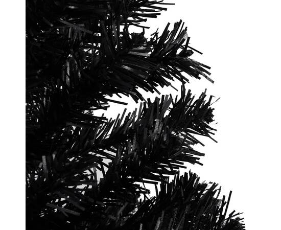 Brad de crăciun artificial led-uri/globuri negru 150 cm pvc, 5 image