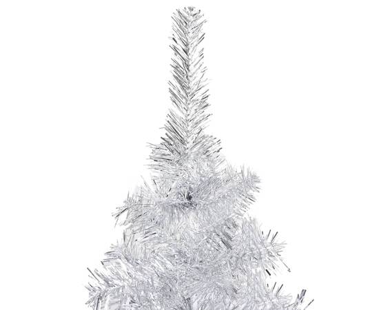 Pom de crăciun artificial cu led/globuri, argintiu 120 cm pet, 3 image