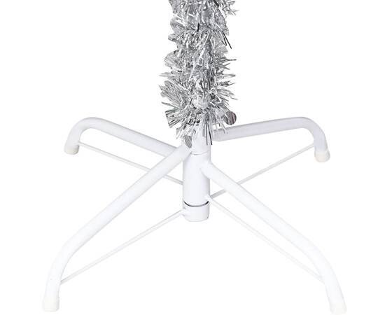 Pom de crăciun artificial cu led/globuri, argintiu 120 cm pet, 5 image