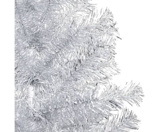 Pom de crăciun artificial cu led/globuri, argintiu 120 cm pet, 4 image