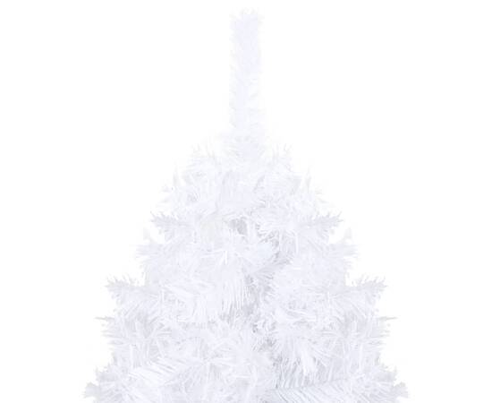 Pom de crăciun artificial cu led-uri/globuri, alb, 120 cm pvc, 3 image