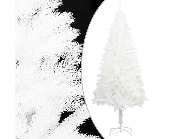 Set brad crăciun artificial cu led-uri/globuri, alb, 120 cm, 2 image
