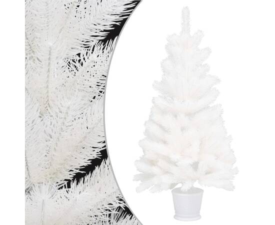 Set brad de crăciun artificial cu led-uri/globuri, alb, 90 cm, 2 image