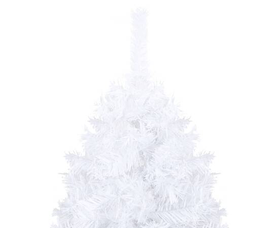 Set brad de crăciun artificial led-uri/globuri alb 180 cm pvc, 3 image