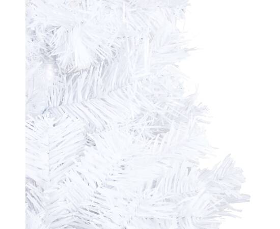 Set brad de crăciun artificial led-uri/globuri alb 180 cm pvc, 4 image