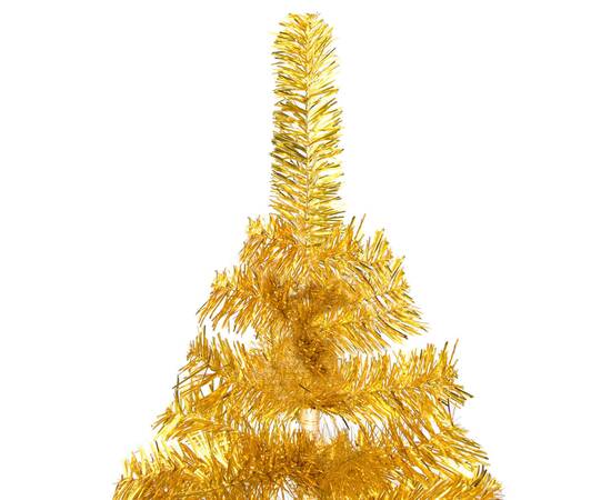 Brad de crăciun artificial cu led/globuri auriu 120 cm pet, 2 image