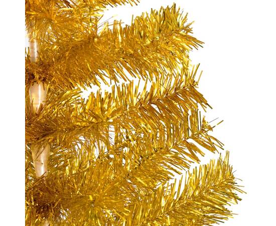 Brad de crăciun artificial cu led/globuri auriu 120 cm pet, 3 image