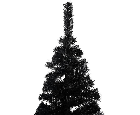 Brad de crăciun artificial cu led-uri/globuri negru 120 cm pvc, 4 image