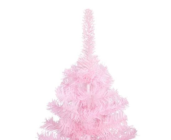 Brad de crăciun artificial cu led-uri/globuri roz 180 cm pvc, 2 image