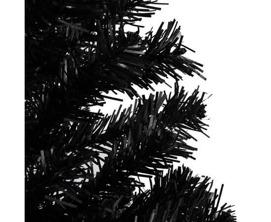Brad de crăciun artificial led-uri/globuri negru 180 cm pvc, 2 image