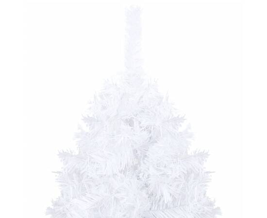 Pom de crăciun artificial cu led-uri/globuri, alb, 120 cm pvc