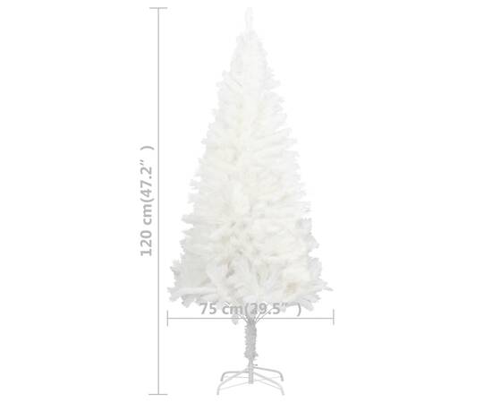 Set brad crăciun artificial cu led-uri/globuri, alb, 120 cm, 10 image