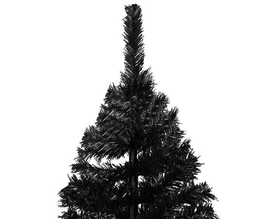 Set brad crăciun artificial cu led-uri&globuri negru 240 cm pvc, 3 image