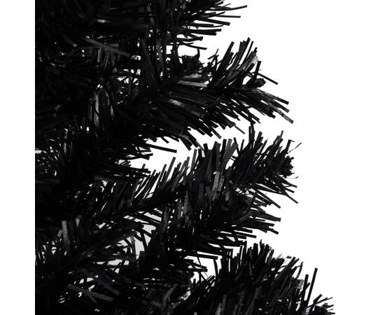 Set brad crăciun artificial cu led-uri&globuri negru 240 cm pvc, 2 image