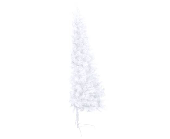 Set brad crăciun artificial jumătate cu led&globuri alb 240 cm, 4 image