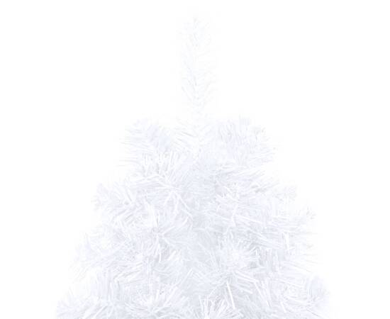 Set brad crăciun artificial jumătate cu led&globuri alb 240 cm, 8 image