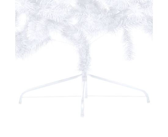 Set brad crăciun artificial jumătate cu led&globuri alb 240 cm, 6 image