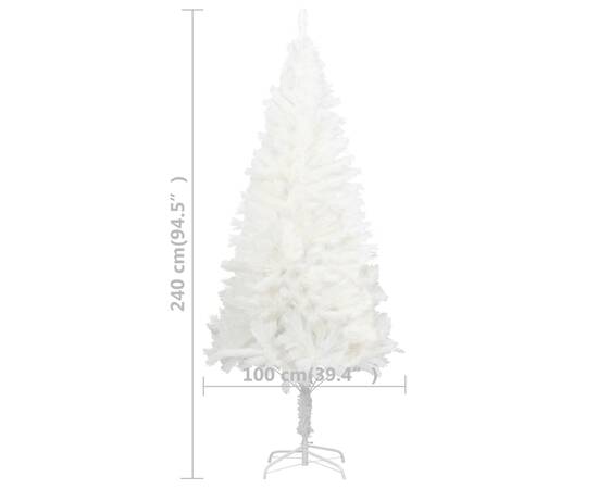 Set brad de crăciun artificial cu led-uri/globuri, alb, 240 cm, 10 image